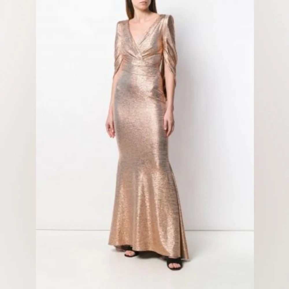 NWT NEW Talbot Runhof 12 Rosin Cape Gown Dress Pink Evening - Picture 2 of 15
